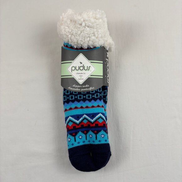 Pudus Slipper Socks Nordic Pattern Cozy Non-Slip Vegan - Picture 1 of 6